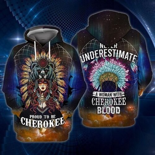 

American Indian Cherokee Hoodie Cartoon Manga Anime Front Pocket Graphic Hoodie For Men's Women's Unisex Adults' 3D Print 100% Polyester