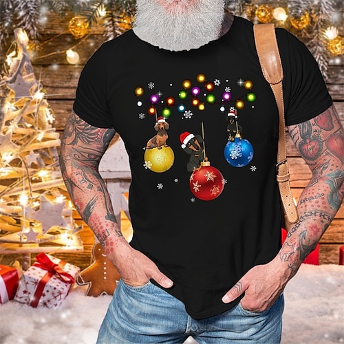 

Men's Unisex T shirt Tee Graphic Tee Christmas Shirt Dog Graphic Prints Crew Neck Hot Stamping Outdoor Christmas Short Sleeve Print Clothing Apparel Sports Designer Casual Big and Tall