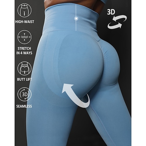

Women's Yoga Pants Seamless Tummy Control Butt Lift High Waist Yoga Fitness Gym Workout Leggings Bottoms Black Sky Blue Dark Green Spandex Sports Activewear High Elasticity Skinny
