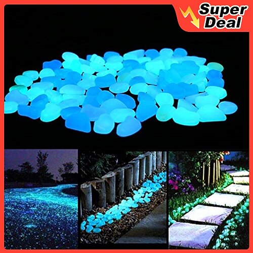 

100Pcs Garden Decor Luminous Stones Glow In Dark Decorative Pebbles Pebble Rocks Outdoor Fish Tank Aquarium Decorations
