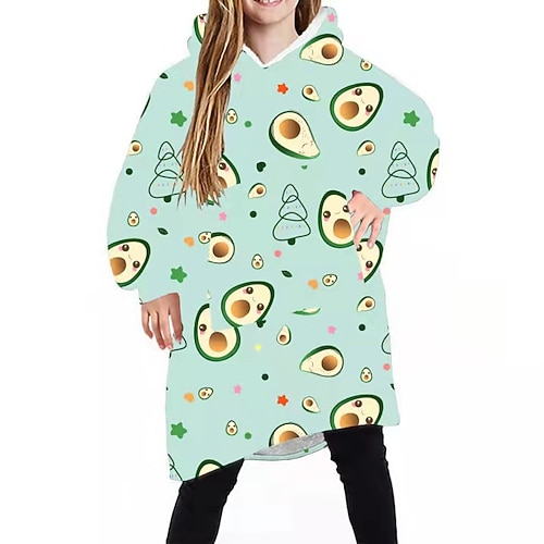 

Kid's Adults' Oversized Hoodie Blanket Wearable Blanket With Pocket Fruit Print Onesie Pajamas Flannel Cosplay For Men's Women's Boys Christmas Animal Sleepwear Cartoon Festival / Holiday Costumes