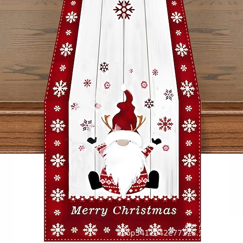 Christmas Table Runner Christmas decor Snowman Rustic Red Snowflake Table  Decor Scarves, christmas idea for Dining/Holiday/Coffee Table 2024 - $15.99