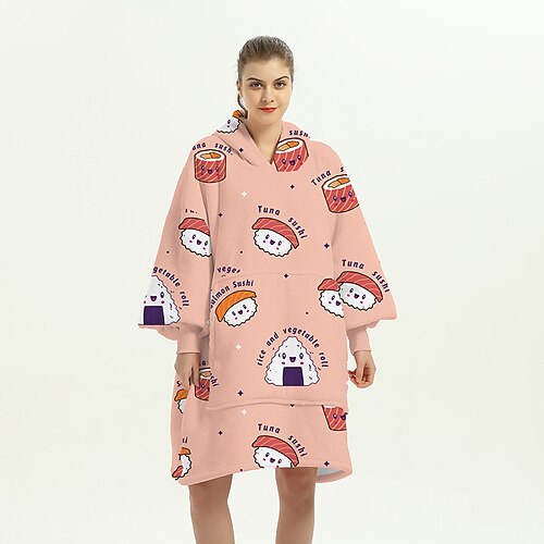 

Adults' Oversized Hoodie Blanket Wearable Blanket With Pocket Cat Animal Onesie Pajamas Flannel Cosplay For Men's Women's Christmas Animal Sleepwear Cartoon Festival / Holiday Costumes