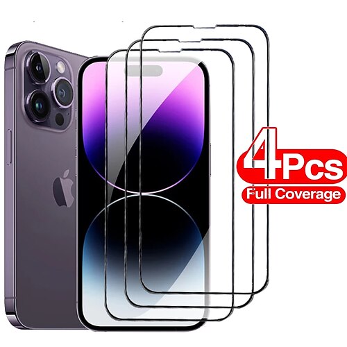 

[4 pakke] telefon Skærmbeskytter Til Apple iPhone 14 Pro Max iPhone 13 Pro Max 12 Mini 11 X XR XS Max 8 7 Hærdet Glas 9H hårdhed Anti-fingeraftryk High Definition (HD) Ultratynd 3D touch-kompatibel