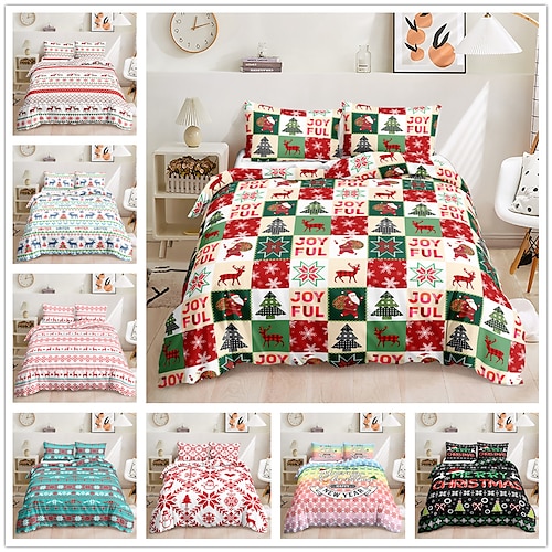 

Christmas Simple stripe Duvet Cover Set Quilt Bedding Sets Comforter CoverQueen/King Size/Twin/Single/(Include 1 Duvet Cover 1 Or 2 Pillowcases Shams)