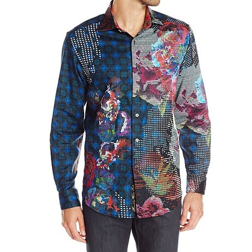 

Men's Shirt Abstract Graphic Prints Turndown Blue 3D Print Outdoor Street Long Sleeve Button-Down Print Clothing Apparel Fashion Designer Casual Soft