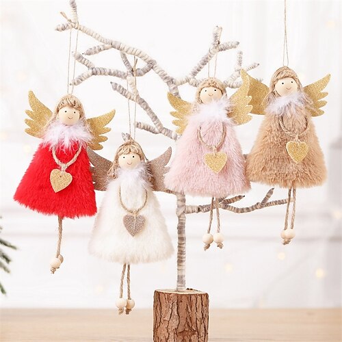 

Christmas Decorative Pendant Christmas Cute Love Plush Feather Angel Christmas Tree Creative Pendant