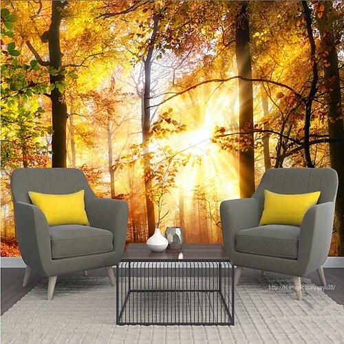 

Autumn Woods Forests Countryside Natural Scenery Large 3D Three-dimensional Mural Wallpaper Customized art Personalized Wallpaper Non Self Adhesive/Self Adhesive