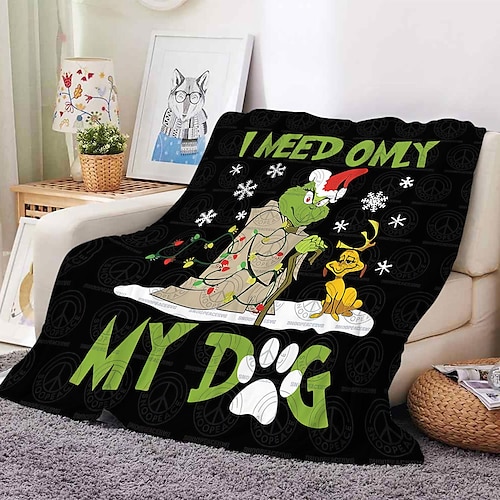 

Grinch Blanket Soft Flannel Fleece Blanket Fuzzy Flannel Lightweight Throw Blankets Warm Plush Throw Blanket for Sofa Couch Bed Camping Travel Bedding Boys Girls Adults