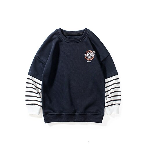 

Toddler Boys T shirt Tee Cartoon Letter Stripe Long Sleeve Children Top Outdoor Cool Daily Winter Fall Green 7-13 Years