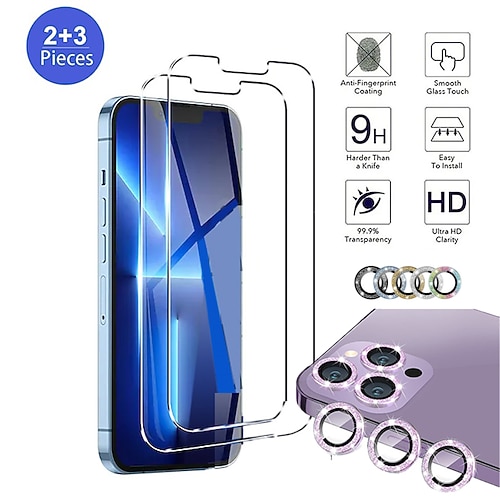 

(23Pcs) Phone Screen Protector For Apple iPhone 14 Pro Max iPhone 13 Pro Max 12 Mini 11 Screen Protector Camera Lens Protector Tempered Glass High Definition Hardness Diamond Phone Accessory