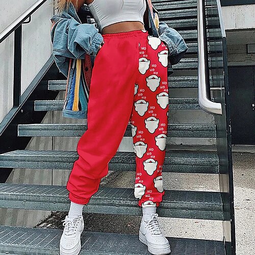 

Santa Claus Pants Masquerade Women's Christmas Christmas Carnival Masquerade Adults' Christmas Vacation Polyester Pants