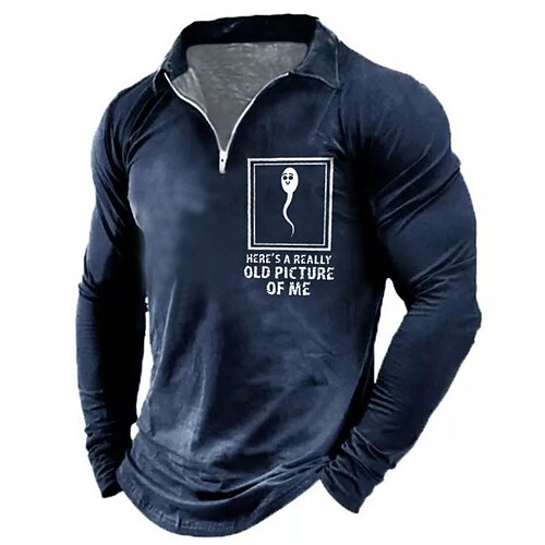 

Men's Collar Polo Shirt Golf Shirt Letter Graphic Prints Balloon Turndown Green Black Blue Wine Army Green 3D Print Outdoor Street Long Sleeve Zipper Print Clothing Apparel Fashion Designer Casual