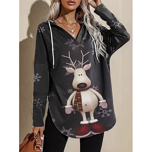 

Reindeer Masquerade Hoodie Women's Christmas Christmas Carnival Masquerade Adults' Christmas New Year Eve Polyester Top