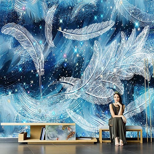 

Abstract Starry Sky Mural living Room Bedroom Background Wall cloth Nordic Ins Feather Wall Cloth Non Self-Adhesive/Self-Adhesive