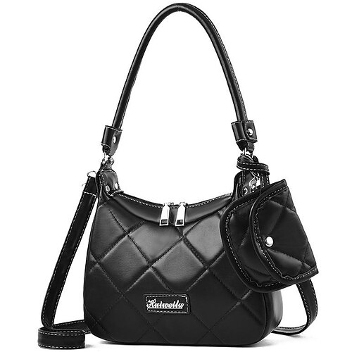 

Women's Work Bag Top Handle Bag Hobo Bag Shoulder Bag Patent Leather Solid Color Quilted Daily Date Office & Career Silver Green Black Pink