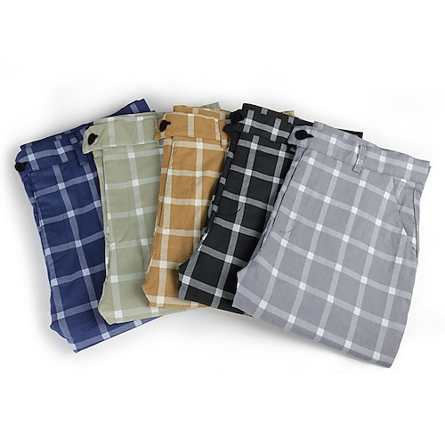 

Men's Chinos Trousers Jogger Pants Plaid Dress Pants Pocket Print Stripe Lattice Windproof Warm Full Length Casual Daily Cotton Blend Simple Smart Casual Black Blue Micro-elastic