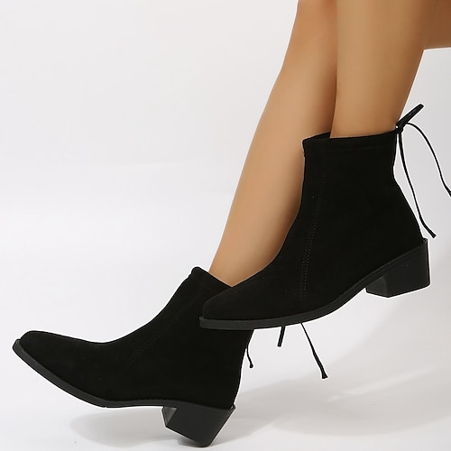 

Women's Boots Daily Plus Size Booties Ankle Boots Winter Block Heel Round Toe Casual Synthetics Loafer Solid Colored Black