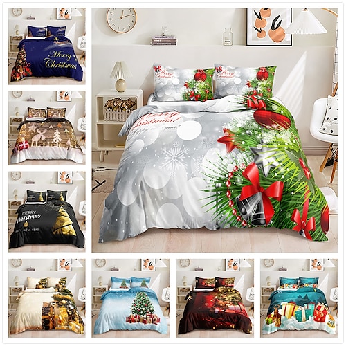 

Christmas Gift 3PCs Duvet Cover Set Bedding Set Comfortable Quilt Cover Soft Lightweight Microfiber Including 1PCs Duvet Cover 2PCs Double/King/King Pillow Case 1PCs Double/Twin Pillow Case