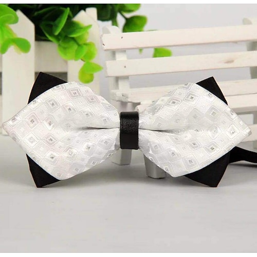 

Men's Fashion Bow Tie Plaid Black White 2022