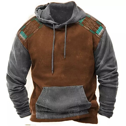 

Men's Pullover Hoodie Sweatshirt Black Blue Brown Hooded Color Block Graphic Prints Print Daily Sports 3D Print Basic Streetwear Designer Spring Fall Clothing Apparel Hoodies Sweatshirts