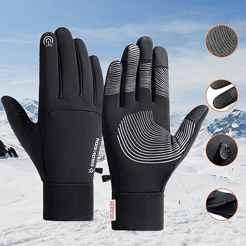

REXCHI Winter Gloves Bike Gloves Cycling Gloves Winter Full Finger Gloves Anti-Slip Touchscreen Thermal Warm Waterproof Sports Gloves Mountain Bike MTB Road Cycling Camping / Hiking Black Grey for