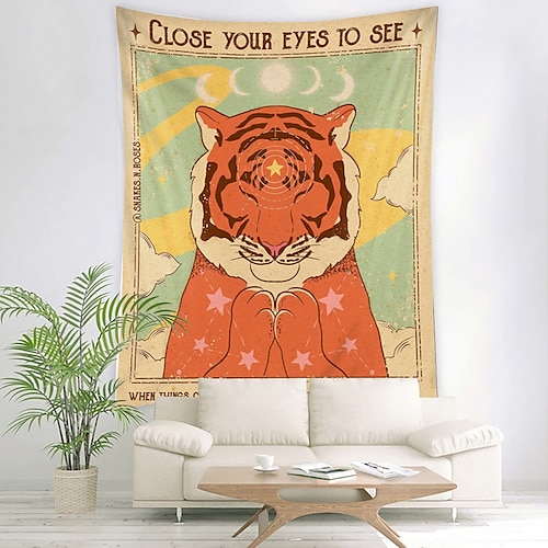 

Cartoon Lovely Tiger Large Wall Tapestry Hanging Art Blanket Curtain Hanging Home Bedroom Living Room Decorative