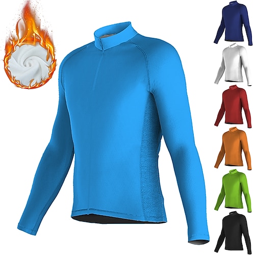 

21Grams Men's Cycling Jersey Long Sleeve Winter Bike Jersey Top with 3 Rear Pockets Mountain Bike MTB Road Bike Cycling Thermal Warm Fleece Lining Breathable Moisture Wicking Black Green Dark Green