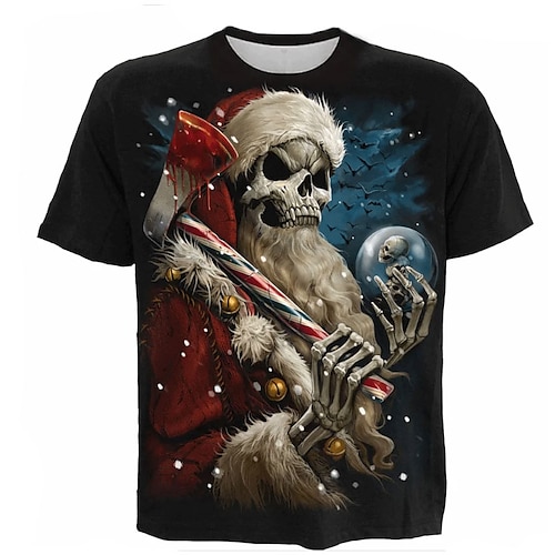 

Men's T shirt Tee Skull Graphic Prints Skeleton Crew Neck Black 3D Print Outdoor Christmas Short Sleeve Print Clothing Apparel Vintage Sports Designer Casual