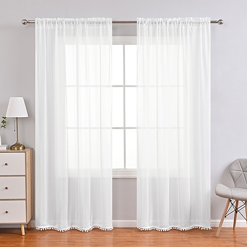 

Plain / Solid Sheer Curtains Shades Window Treatment Collection(Drapes&Sheer) Sheer Living Room Curtains