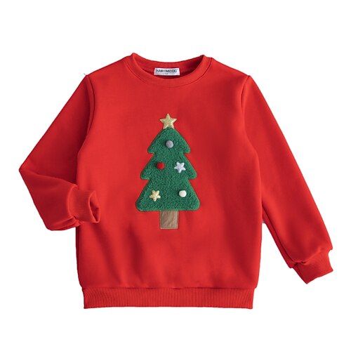 

Toddler Girls' Ugly Sweatshirt Christmas Tree School Long Sleeve Adorable 3-7 Years Winter Red Beige