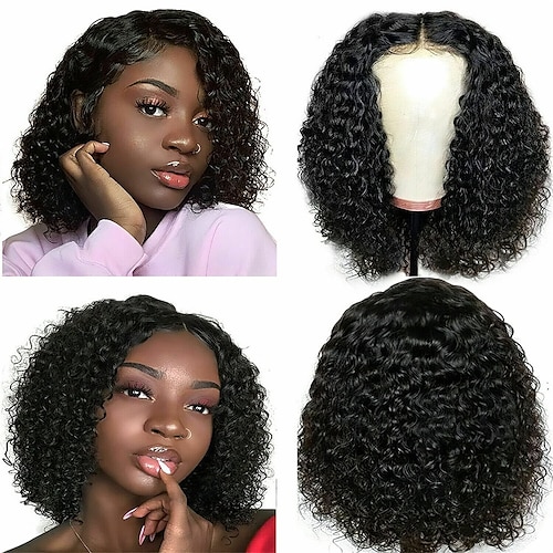 

Black Short Curly Wigs for Black Women Synthetic African American Bob Water Deep Wave Wig Realistic Natural Looking Dark Curl Wet and Wavy Wigs Costume 14 Inch