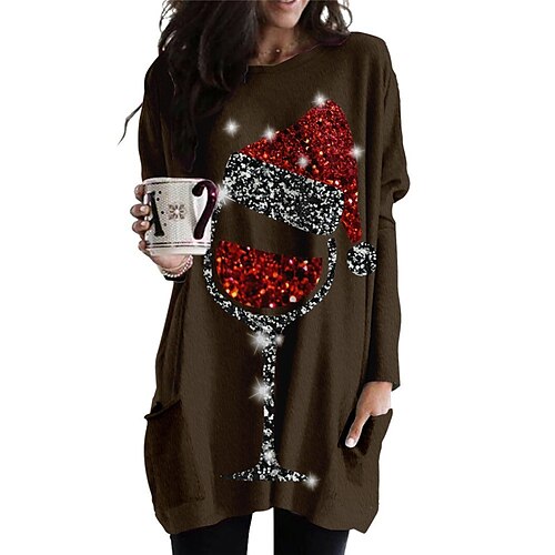 

Women's Christmas Casual Dress T Shirt Dress Tee Dress Shift Dress Mini Dress Light Yellow Yellow Light Green Long Sleeve hat Pocket Winter Fall Autumn Crew Neck Fashion Daily Date 2022 XXS