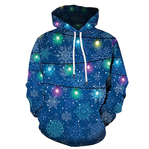 

Men's Pullover Hoodie Sweatshirt Blue Hooded Graphic Prints Snowflake Print Christmas Daily Sports 3D Print Basic Streetwear Designer Spring Fall Clothing Apparel Hoodies Sweatshirts