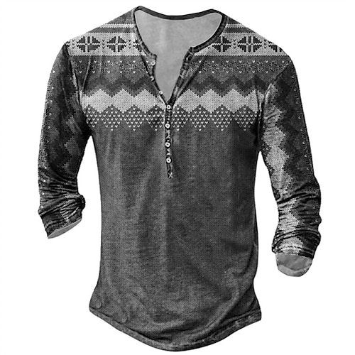 

Herren Henley Shirt T Shirt Tee Graphic Bogengimpe Henley Grün Blau Braun Kaffee Grau 3D-Druck Outdoor Täglich Langarm Button-Down Bedruckt Bekleidung Basic Designer Klassisch Komfortabel