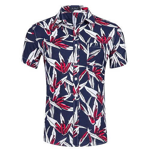 

Men's Shirt Summer Hawaiian Shirt Graphic Turndown Light Yellow Black / Red White & Blue Blue WhiteWhite Daily Holiday Short Sleeve Button-Down Clothing Apparel Cotton Fashion Simple Casual