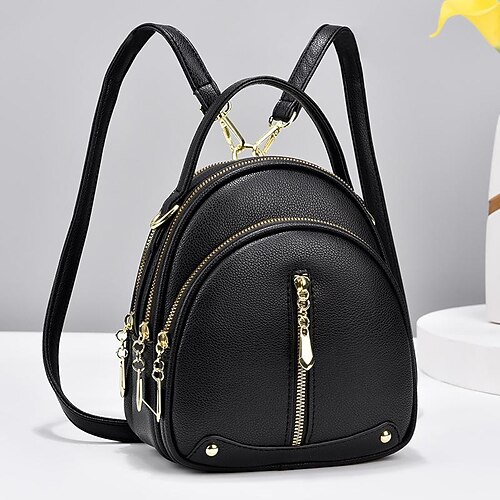 

Women's Work Bag Backpack PU Leather Solid Color Plain Daily Holiday Date Black Blue Light Green khaki