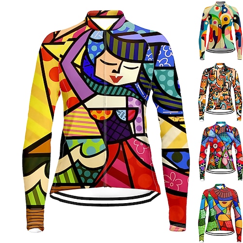 

21Grams Women's Cycling Jersey Long Sleeve Bike Top with 3 Rear Pockets Mountain Bike MTB Road Bike Cycling Breathable Quick Dry Moisture Wicking Reflective Strips Green Yellow Red Graphic Spandex