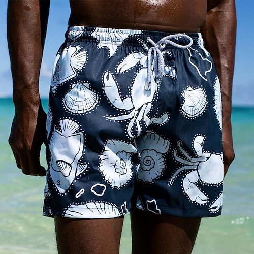 

Men's Swim Shorts Swim Trunks Board Shorts Drawstring Elastic Waist Animal Print Comfort Breathable Casual Daily Beach Fashion Streetwear Navy Blue Micro-elastic