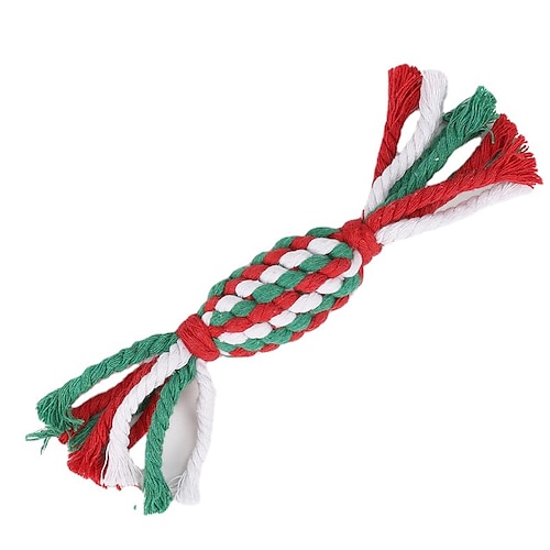 

pet natale corda di cotone giocattoli cane denti digrignare forniture corda di cotone colorato natale nodo morso giocattoli resistenti