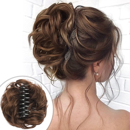 

Claw Clip in Hair Bun Messy Curly Clip in Claw Hair Hairpieces Combs add Ponytail Hair Pieces Synthetic Hair Extensions for Women