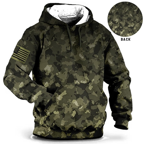 

Men's Plus Size Pullover Hoodie Sweatshirt Big and Tall 3D Print Hooded Long Sleeve Spring & Fall Basic Fashion Streetwear Comfortable Work Daily Wear Tops