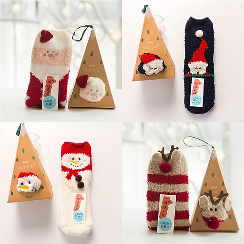 

Women's Crew Socks Party Home Christmas Animal Polyester Spandex Basic Classic Warm Cute 1 Pair