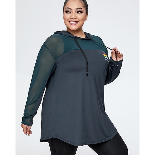 

mesh efterår og vinter nyt stort yogatøj løst langærmet fitnesstøj damesportstop løber hurtigttørrende åndbar t-shirt