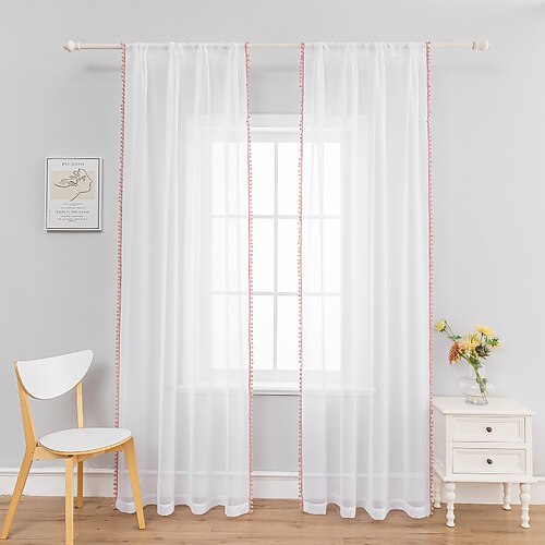 

Plain / Solid Sheer Curtains Shades One Panel Sheer Bedroom Curtains
