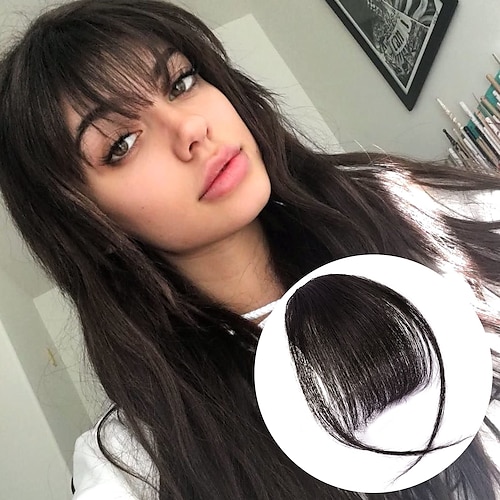 

Bangs Hair Clip in Bangs Wispy Bangs Fringe with Temples Hairpieces for Women Clip on Air Bangs Flat Neat Bangs Hair Extension for Daily Wear
