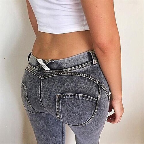 

Dame Jeggings Bomuld Grå Marine Sort Lavtaljede Sport Gade Dagligdagstøj Yoga & Danse Sko Lomme Elastisk Ankel-længde Mavekontrol Ensfarvet S M L XL XXL