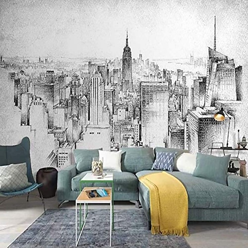 

Landscape Wallpaper Mural Cityscape Wall Covering Sticker Peel and Stick Removable PVC/Vinyl Material Self Adhesive/Adhesive Required Wall Decor for Living Room Kitchen Bathroom