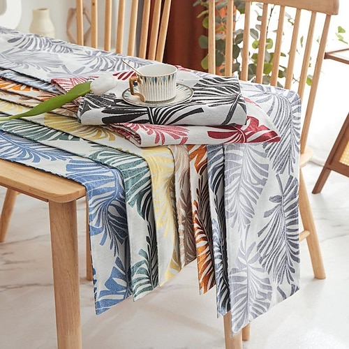 

Floral Printed Table Runner Long Cotton Linen Tablerunner with Tassel,Farmhouse Rustic Coffee Dining Party Outdoor Christmas Table Runners