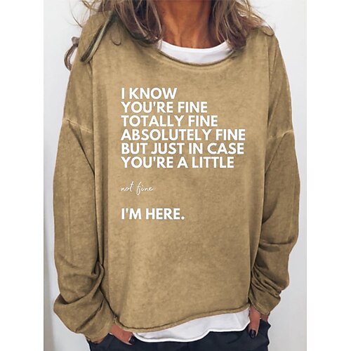 

Women's Sweatshirt Pullover Basic Black Dark Green Khaki Graphic Street Round Neck Long Sleeve S M L XL 2XL 3XL